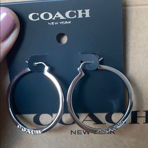 NWT Coach silver hoops